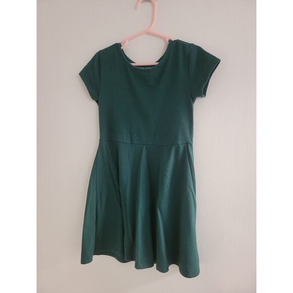 The Childrens Place Girls Short Sleeve Basic Skater Dress Spruce Green Size S - Picture 2 of 4